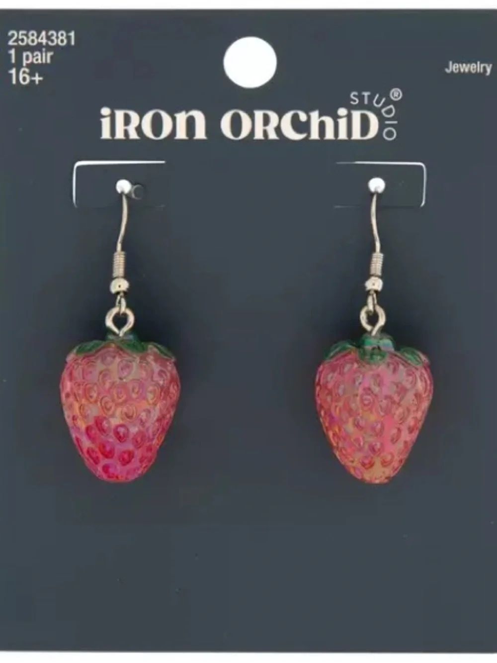 New Iron Orchid Pink Strawberry Drop Earrings